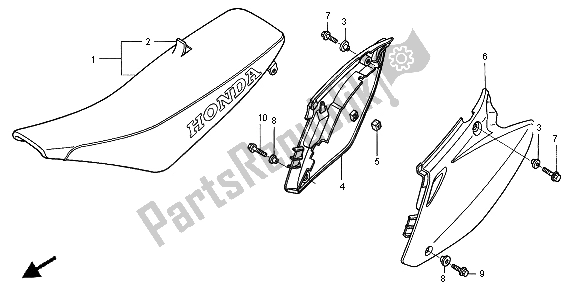 All parts for the Seat & Side Cover of the Honda CRF 450R 2004