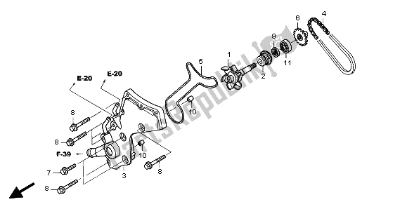 All parts for the Water Pump of the Honda ST 1300 2002