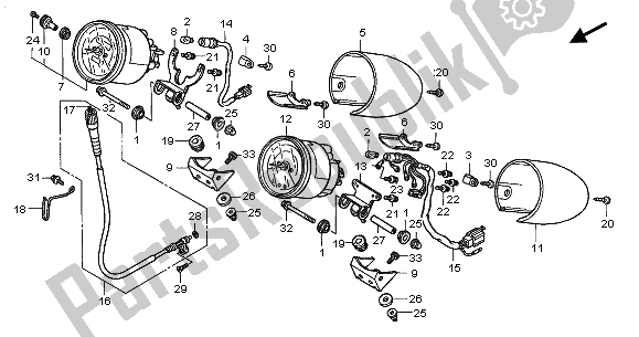 All parts for the Meter (mph) of the Honda GL 1500C 2001