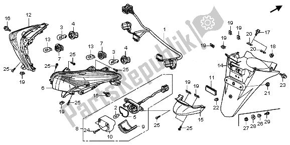 Todas as partes de Luz Traseira E Pára-choque Traseiro do Honda FJS 600A 2011