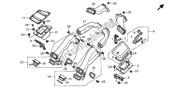 All parts for the Air Duct of the Honda GL 1500A 1995