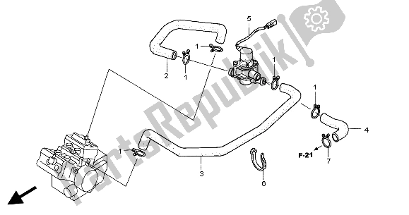 Alle onderdelen voor de Regelklep Voor Luchtinjectie van de Honda VFR 800 2004