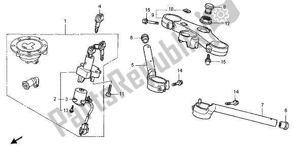 Tutte le parti per il Gestire Il Tubo E Il Ponte Superiore del Honda RVF 400R 1995