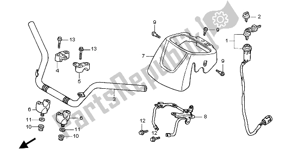 Todas las partes para Manejar Tubo de Honda TRX 350 FE Fourtrax Rancher 4X4 ES 2002