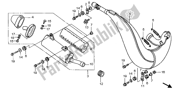 All parts for the Expansion Chamber of the Honda CR 250R 2004