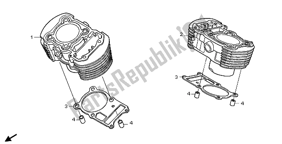 All parts for the Cylinder of the Honda VT 750C 2009