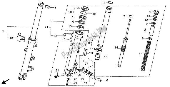 Todas as partes de Garfo Dianteiro do Honda CBR 1000F 1996