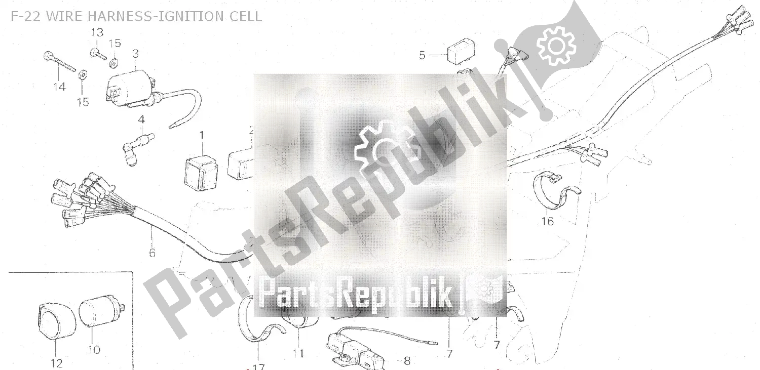 Wszystkie części do F-22 Wire Harness-ignition Cell Honda MB 100 1980