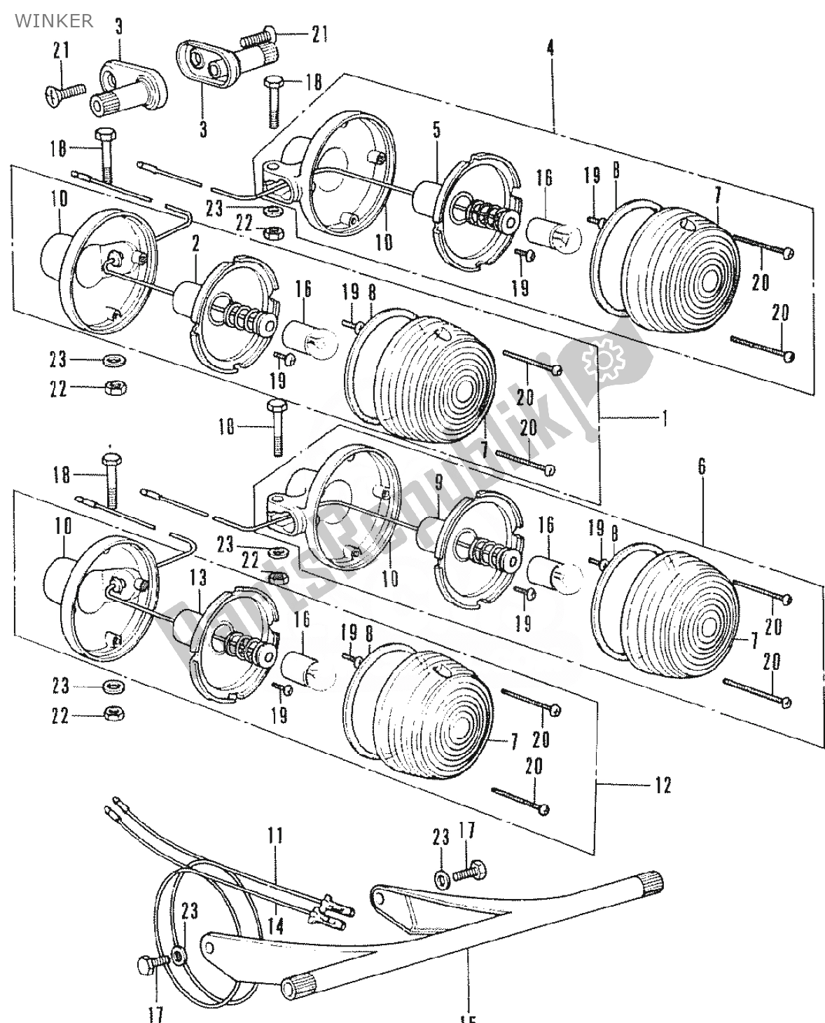 Alle onderdelen voor de Winker van de Honda SS 50 1950 - 2023