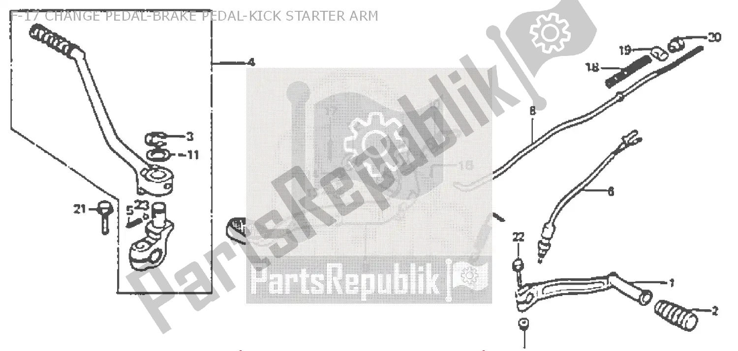 Toutes les pièces pour le F-17 Change Pedal-brake Pedal-kick Starter Arm du Honda MBX 50 1985