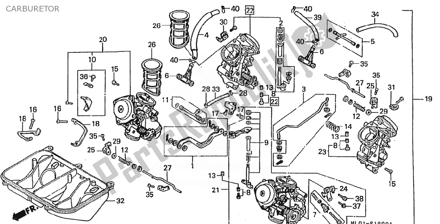 Toutes les pièces pour le Carburateur du Honda VFR 400 1988