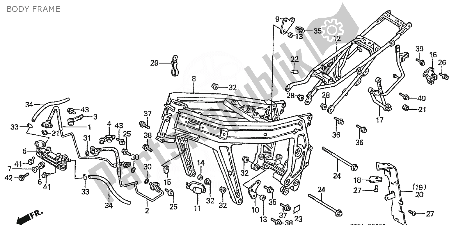 All parts for the Body Frame of the Honda CBR 400 RR 1986