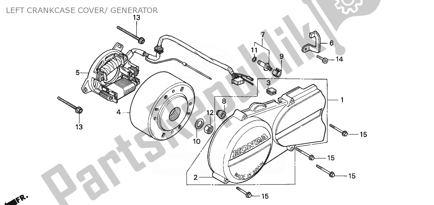 Tutte le parti per il Left Crankcase Cover/ Generator del Honda NSR 50 1993