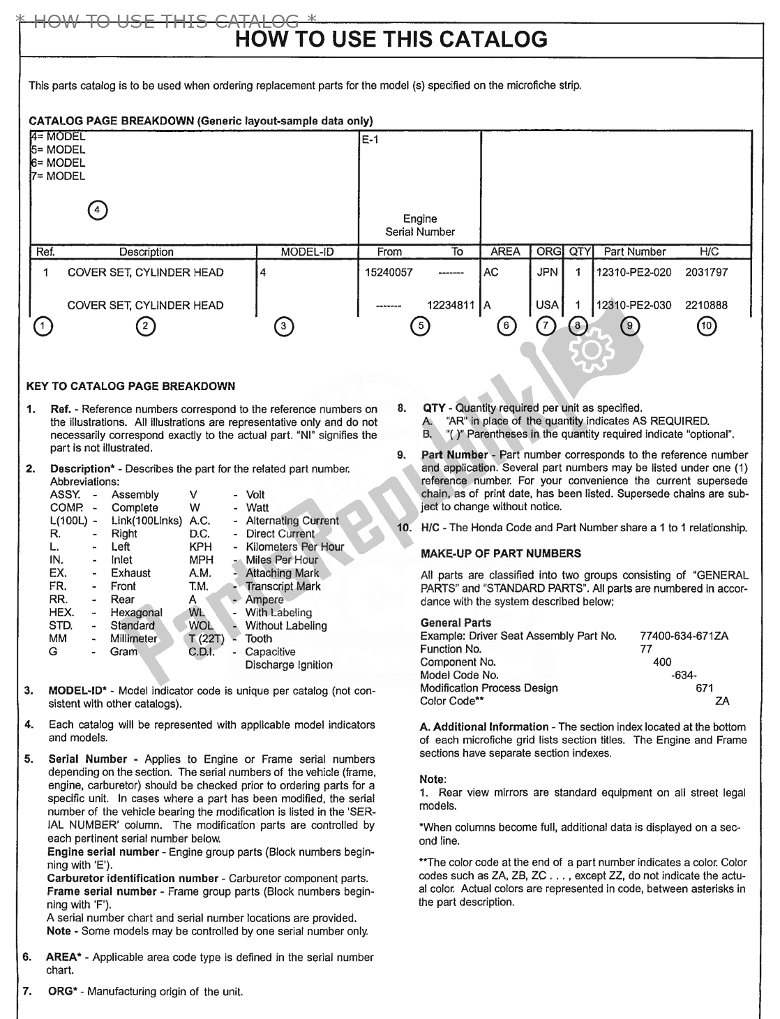 Todas as partes de * How To Use This Catalog * do Honda CT 70 Trail 1981