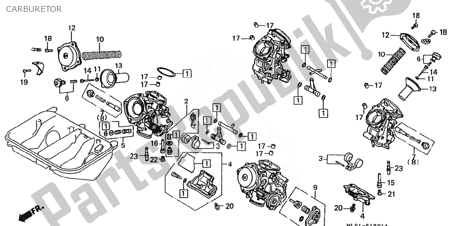 Toutes les pièces pour le Carburateur du Honda VFR 400 1986