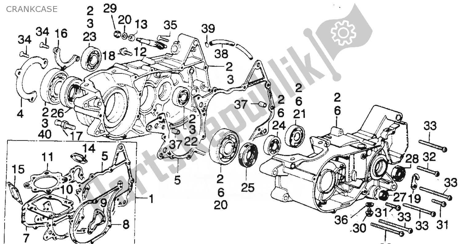 Todas las partes para Caja Del Cigüeñal de Honda MT 250 1974