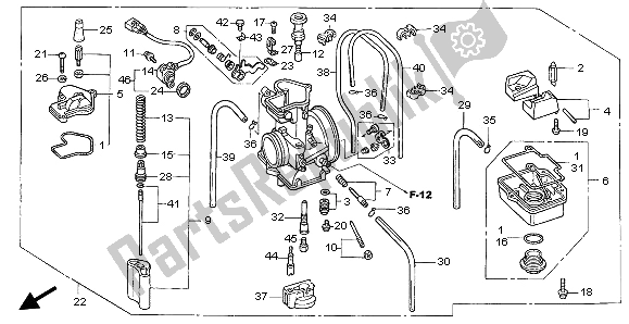 Todas as partes de Carburador do Honda CR 125R 2004