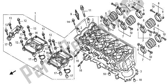 All parts for the Cylinder Head of the Honda CBF 1000F 2012