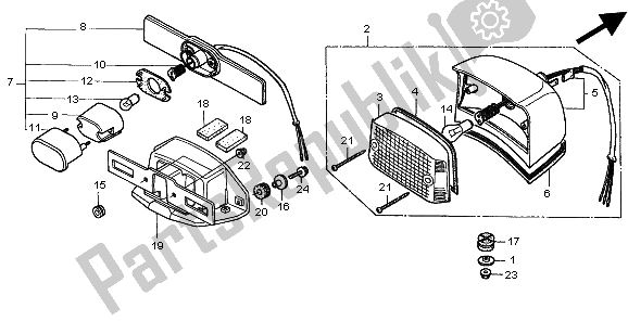 All parts for the Taillight of the Honda CMX 250C 1998