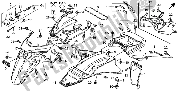 All parts for the Rear Fender of the Honda XL 700 VA Transalp 2009