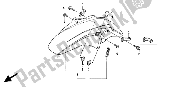 All parts for the Front Fender of the Honda CB 1300F 2003