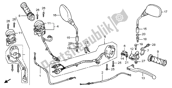 Todas las partes para Manejar Palanca E Interruptor Y Cable de Honda CBR 125 RW 2009