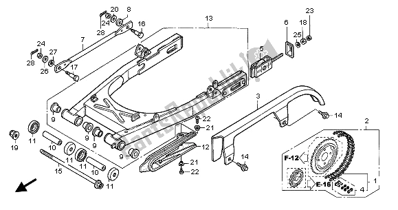 All parts for the Swingarm of the Honda VT 125C 2001