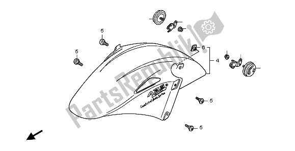 All parts for the Front Fender of the Honda VFR 800A 2002