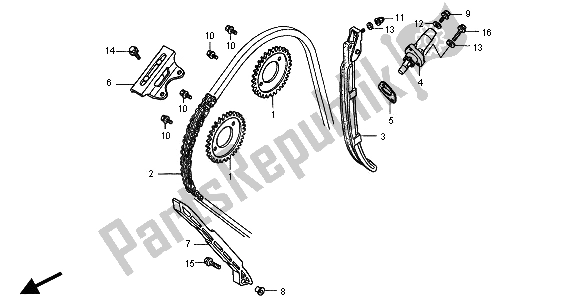 Alle onderdelen voor de Nokkenketting & Spanner van de Honda CB 600F Hornet 2001