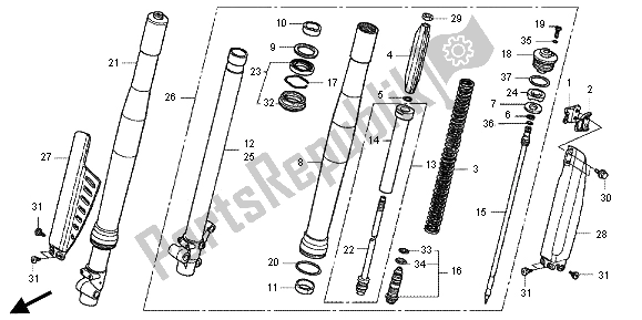 All parts for the Front Fork of the Honda CRF 150 RB LW 2012