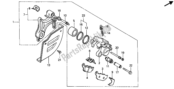 All parts for the Rear Brake Caliper of the Honda XRV 750 Africa Twin 1992