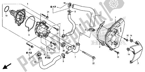 All parts for the Water Pump of the Honda CB 600F Hornet 2013