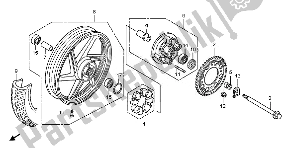 All parts for the Rear Wheel of the Honda CBF 125M 2011