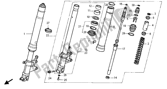 All parts for the Front Fork of the Honda RVF 400R 1996