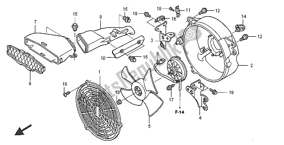 All parts for the Cooling Fan of the Honda TRX 400 FA Fourtrax Rancher AT 2005