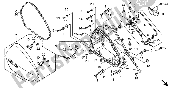 All parts for the R. Saddlebag of the Honda NT 700 VA 2007