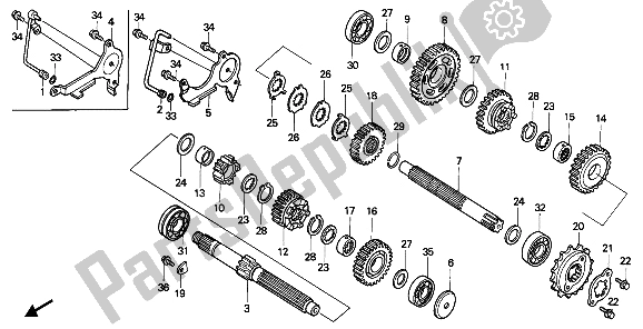 All parts for the Transmission of the Honda VT 600C 1988