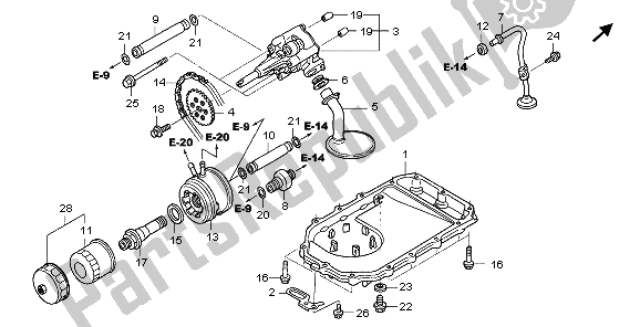 All parts for the Oil Pump & Oil Pan of the Honda ST 1300A 2007