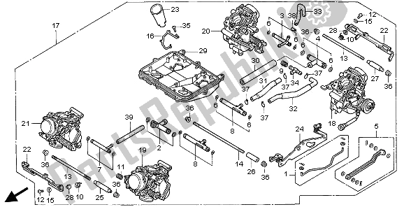 All parts for the Carburetor (assy.) of the Honda VF 750C 1997