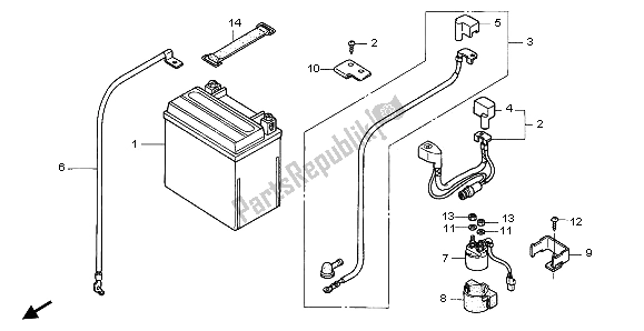 All parts for the Battery of the Honda TRX 400 FA Fourtrax Rancher AT 2004