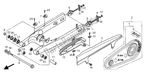 Toutes les pièces pour le Bras Oscillant du Honda CBF 600 NA 2005