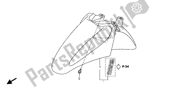 All parts for the Front Fender of the Honda SH 300 2009