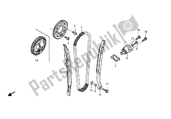 All parts for the Cam Chain & Tensioner of the Honda CRF 450X 2012