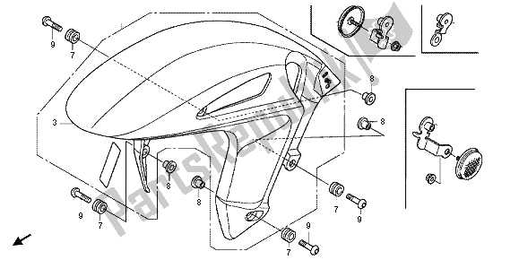 Alle onderdelen voor de Voorspatbord van de Honda CBR 1000 RR 2012