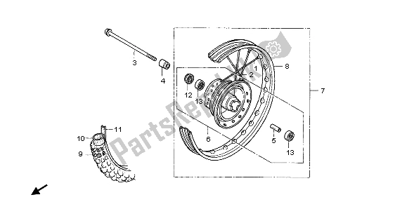 All parts for the Front Wheel of the Honda CRF 70F 2007