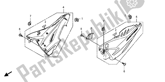 All parts for the Side Cover of the Honda CBF 125M 2013