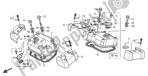 Todas las partes para Cubierta De Tapa De Cilindro de Honda VT 750C 2005