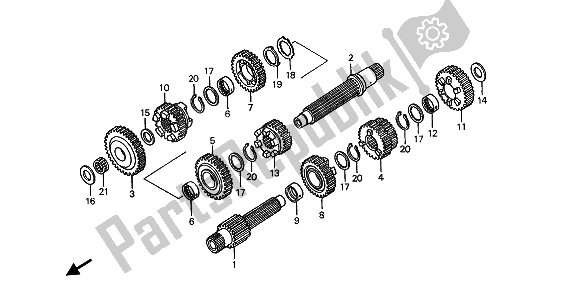 All parts for the Transmission of the Honda ST 1100A 1993