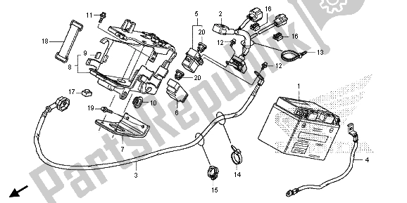 Todas las partes para Batería de Honda VT 1300 CXA 2013