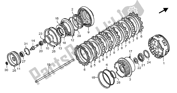 All parts for the Clutch of the Honda GL 1800A 2003